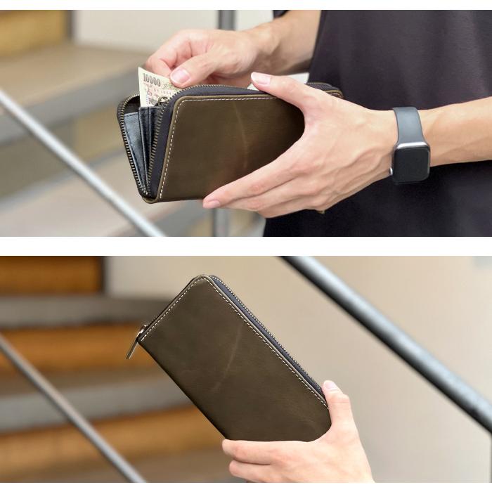 財布 長財布 本革 馬ヌメ クラシック ラウンドファスナー サイフ