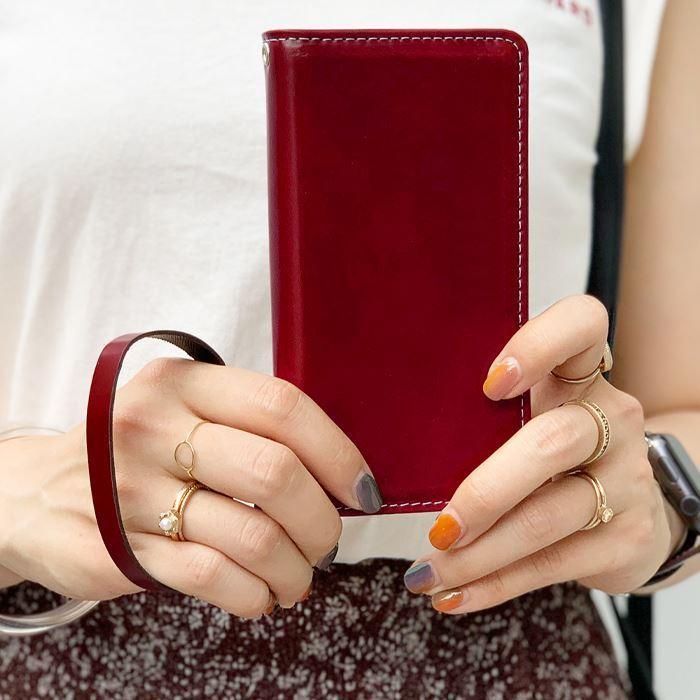 ナスカン付き ストラップ レザー スマホ キーホルダー パスケース 定期入れ リストストラップ 革 手帳型 スマホケース 落下防止 本革 新 コードバン |  | 02
