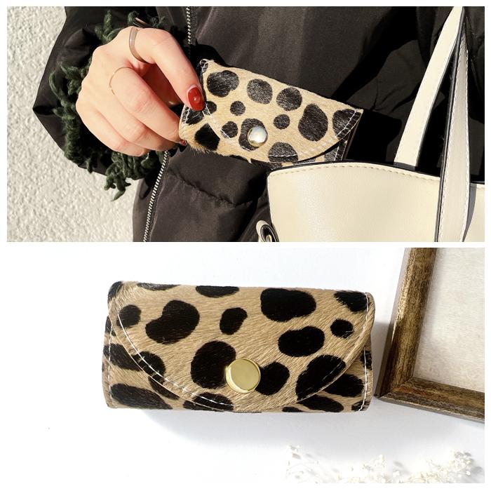 キーケース 4連 本革 ハラコ風ダルメシアン レディース スマートレザー