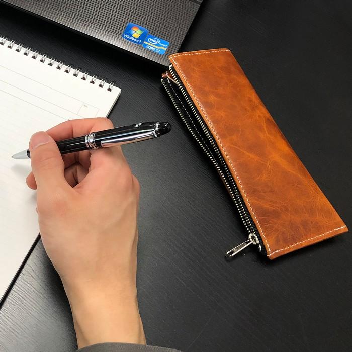 ペンケース 筆箱 牛ヌメ革 本革 レザー ペン入れ コンパクト スリム