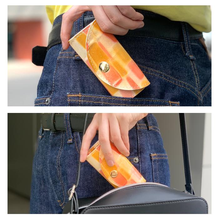 キーケース 本革 レディース ステンドグラス 型押し スマートキー 三
