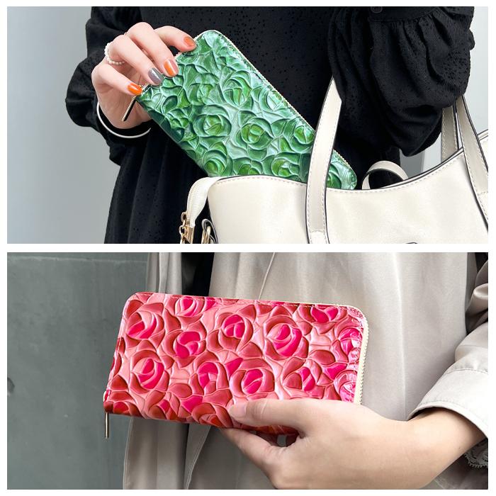 長財布 バラ 薔薇 ローズ 財布 レディース エナメル 本革 サイフ 長財布 バラ 薔薇 ローズ 財布 レディース エナメル 本革 サイフ