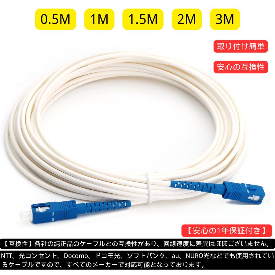 光ファイバーケーブル  光回線 光ケーブル SCコネクタ（0.5m、1m、1.5m、2m、3m）｜leoleos｜02