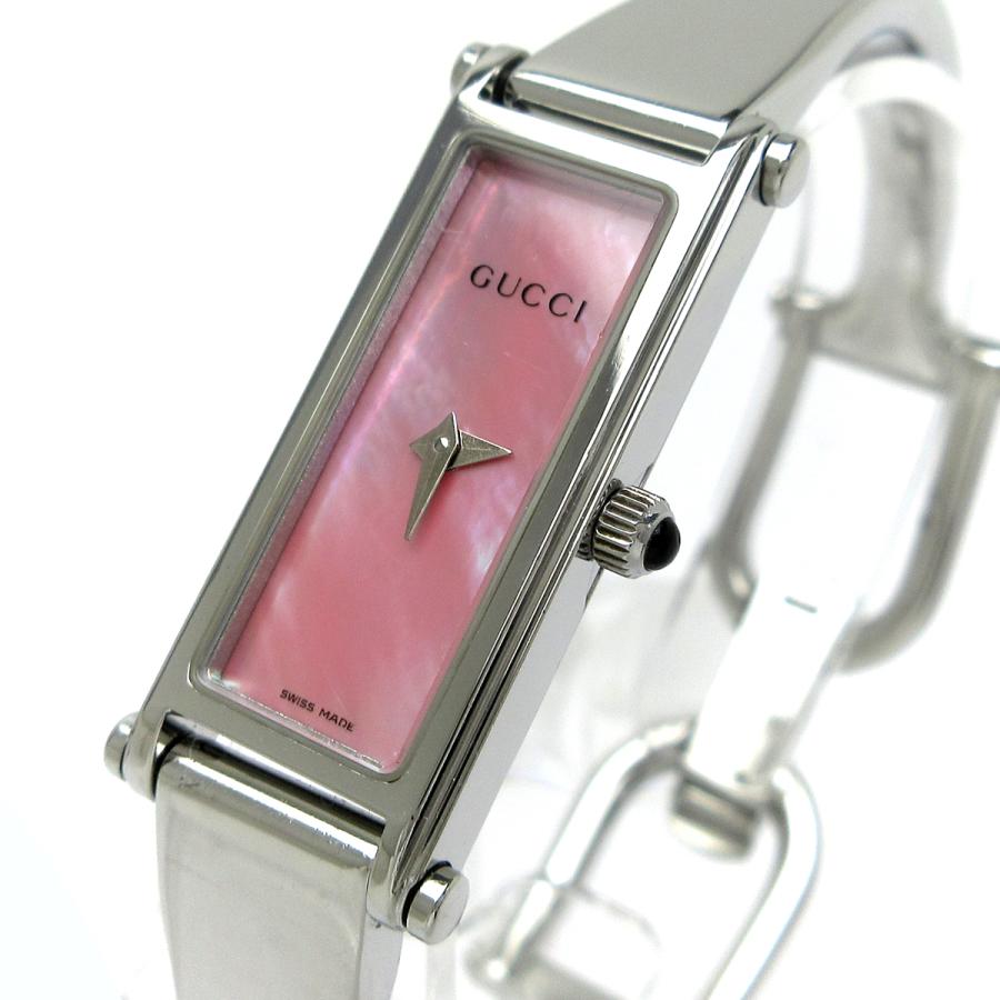 美品】GUCCI 1500L ピンクシェル文字盤 シルバーバングル 【公式通販】