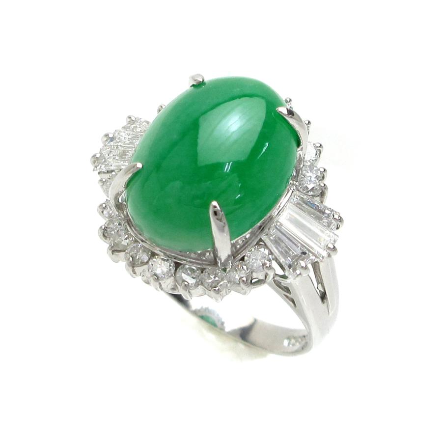 翡翠 指輪 天然ヒスイ 6.45ct ダイヤモンド 0.88ct PT850 7.1g 10.5号