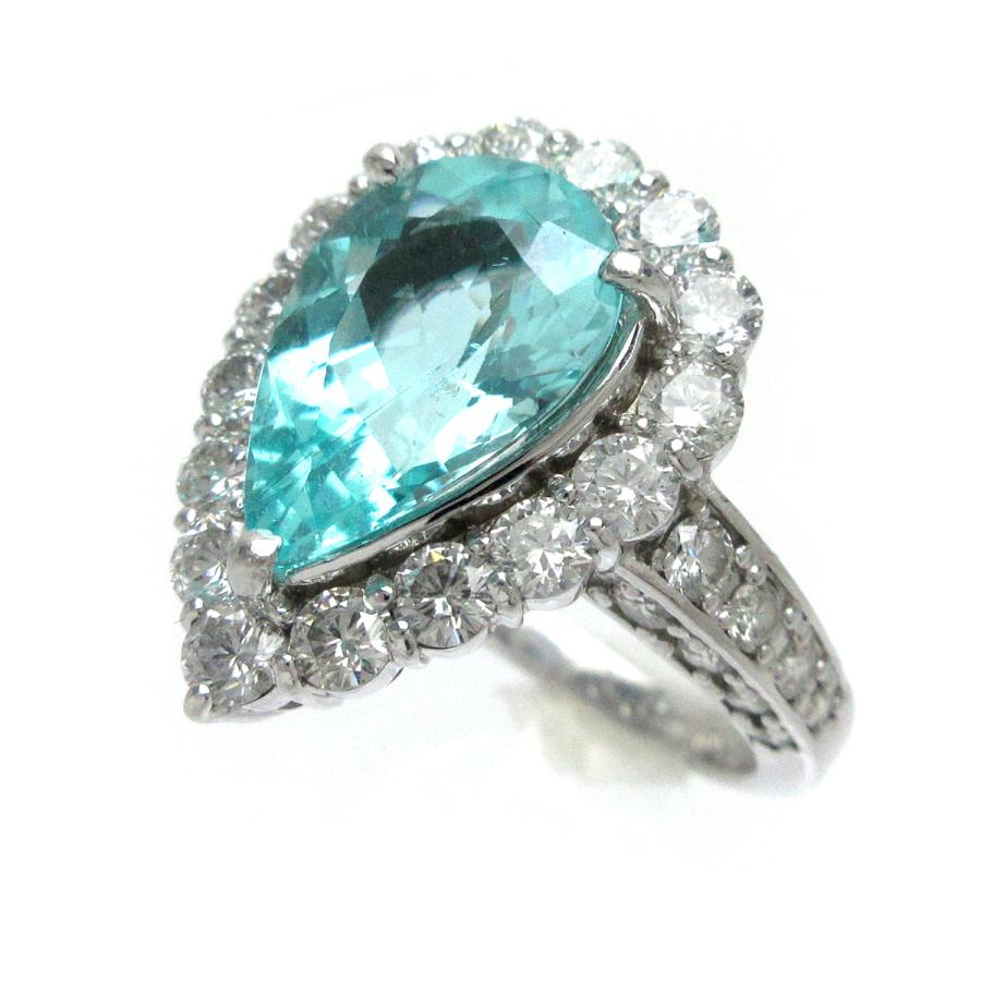 天然パライバトルマリン リング 3.67ct PT900 ダイヤ 1.85ct デザイン
