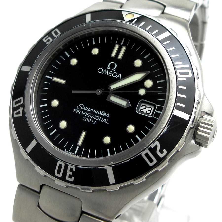 SEAMASTER オメガ 時計 OMEGA シーマスター デイト メンズ 黒文字盤
