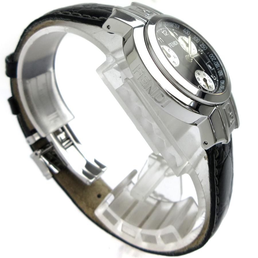 <美品> FENDI orologi　クロノグラフ クオーツ腕時計 FENDI（フェンディ） 時計 クロノグラフ レディース デイト 黒文字盤