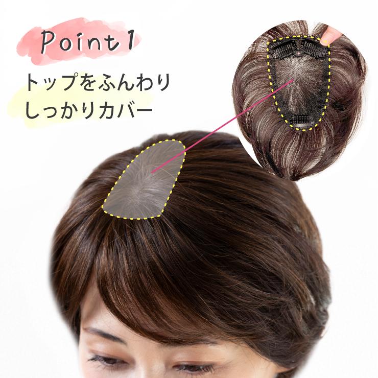 返品・色交換OK ふわっとトップ Web限定商品 部分ウィッグ頭頂部