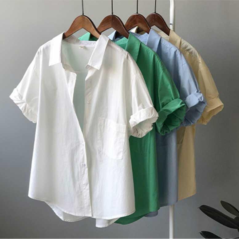 特売 トップス シャツ ブラウス 白シャツ 白トップス 袖あり 半袖 Vネック 襟付き ポケット 前開き 編み込み 薄手 かわいい きれいめ シンプル カジュアル 大人 上品 人気ショップが最安値挑戦 Cervezasnazari Com