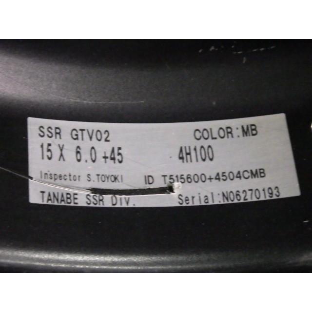 中古  アルミホイール　4本セット　ヴィッツ　SSR　GTV02　15インチ　６Ｊ　+45　４穴　ＰＣＤ１００　 | ヴィッツ | 09