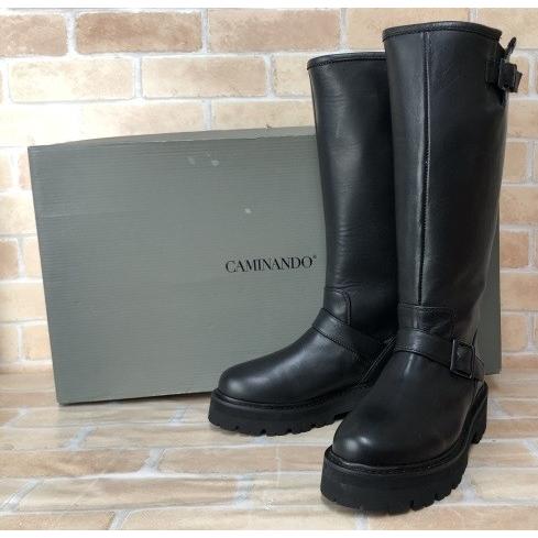 中古】 箱付 Caminando カミナンド ロングブーツ 22145W ブラック 6 