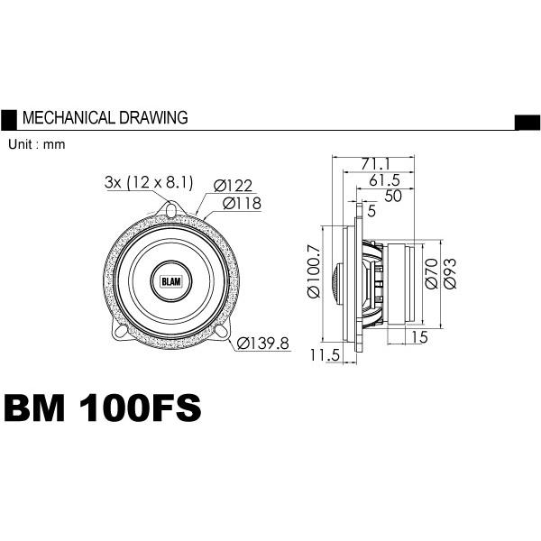 BLAM ブラム BM 100 FS（RELAXシリーズ BMW専用スピーカー） 100mm