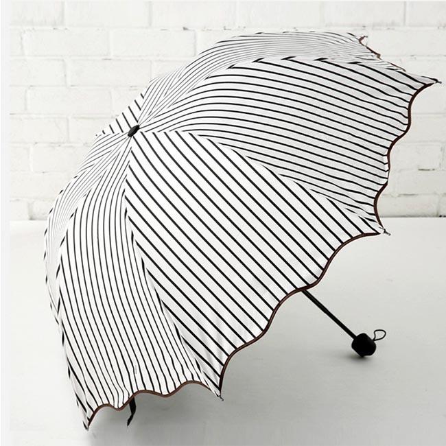晴雨兼用 日傘 ストライプ UVカット 遮光 折りたたみ傘 白黒 軽量 アルミ 通販