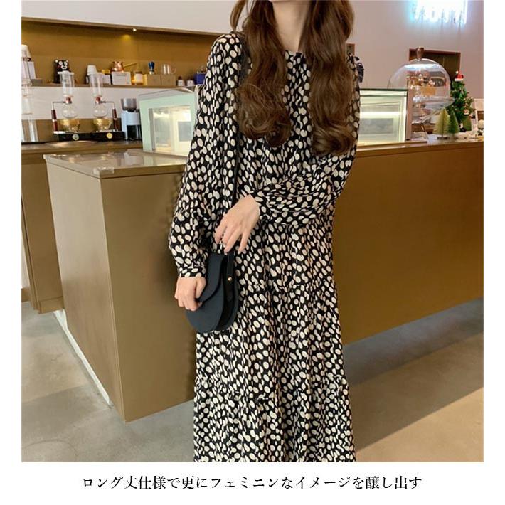 ワンピース 長袖 ロングワンピ 水玉柄 マキシ丈ワンピース レディース 長袖ワンピース 柄ワンピ ドット柄 ドレス 春秋 夏 レトロ お洒落 Bjt5941 ルルビー 通販 Yahoo ショッピング