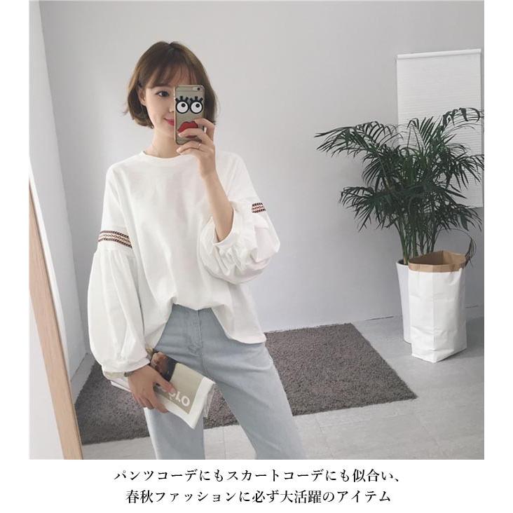 Tシャツ 長袖 レディース カットソー バルーンスリーブ 長袖tシャツ 白 ゆったり エスニック風 白tシャツ レトロ トップス 春秋 送料無料 Bjt60 ルルビー 通販 Yahoo ショッピング