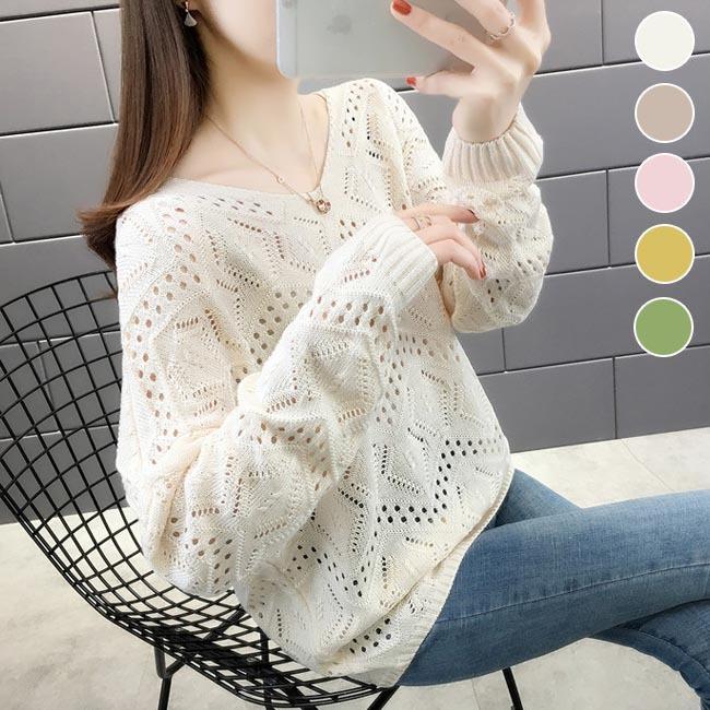 ニットセーター レディース セーター ゆったり 透かし編み 秋 ニット Vネック ニットセーター ドルマンスリーブ 春 レトロ ニットトップス 通勤 送料無料 Bjt7076 ルルビー 通販 Yahoo ショッピング