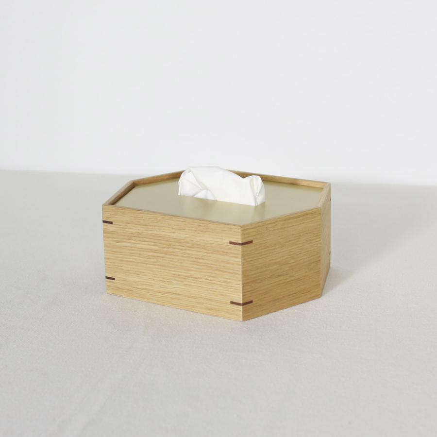 真鍮蓋の六角ティッシュボックス　ハーフサイズ | 