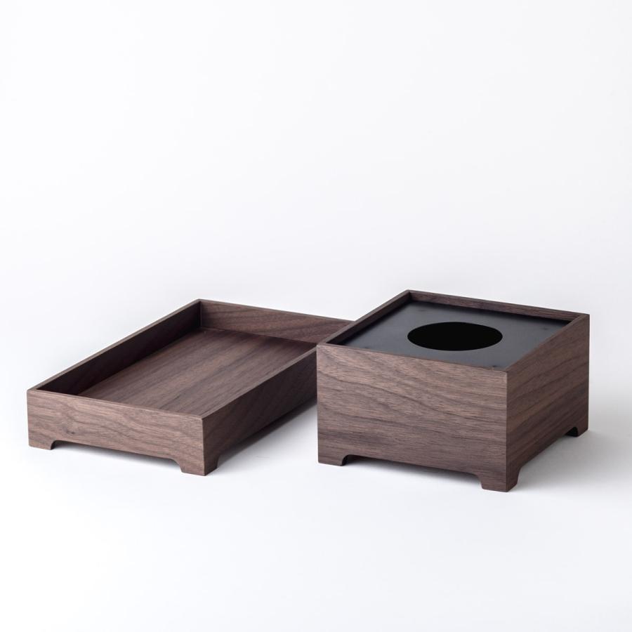 ＜ハーフ/ウォールナット＞脚付きティッシュボックス |  | 09