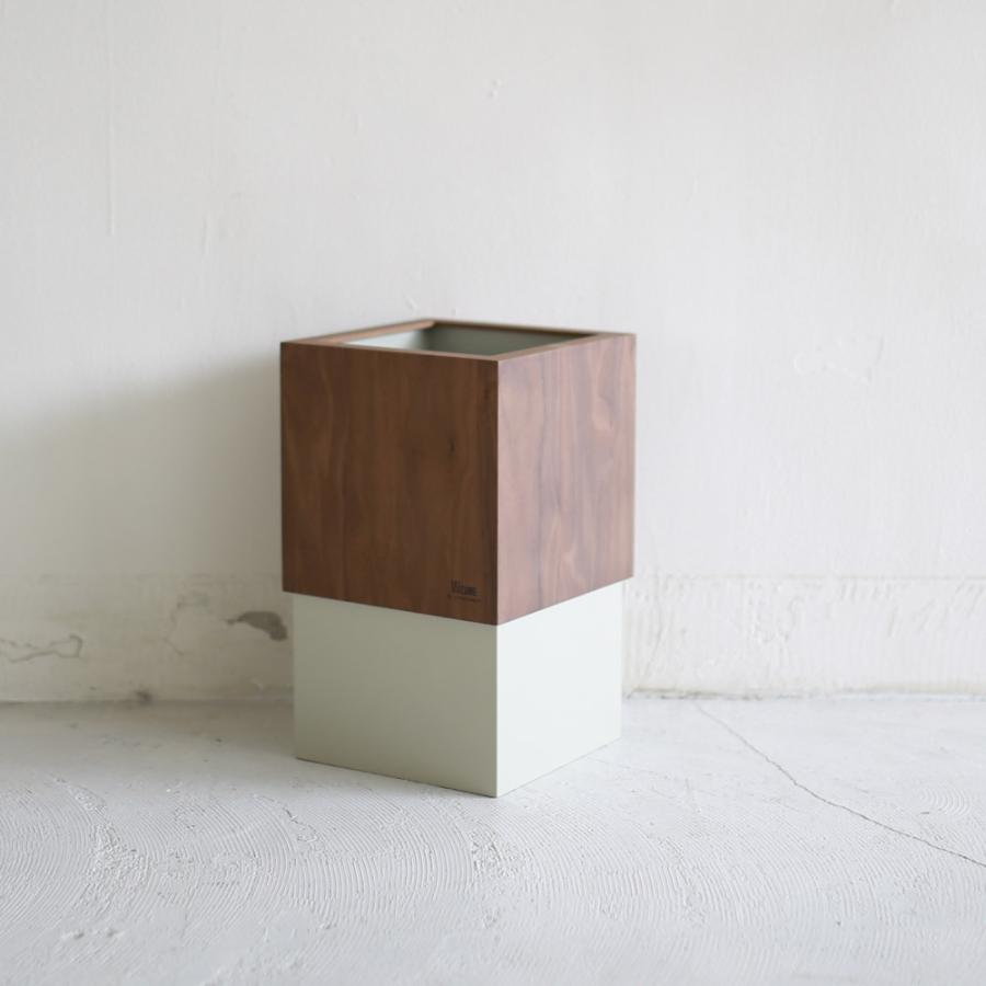 ごみ箱 W cube walnut × gray | 