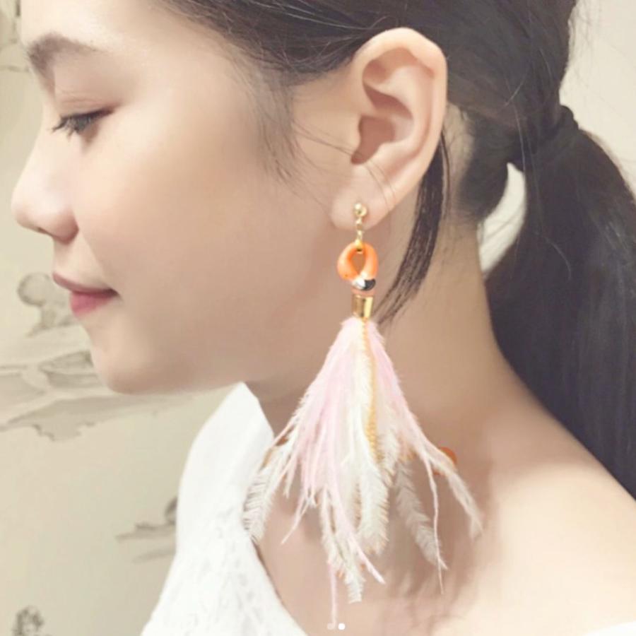 nach ナッシュ フェザーピアス フリンジピアス 陶器 アクセサリー 