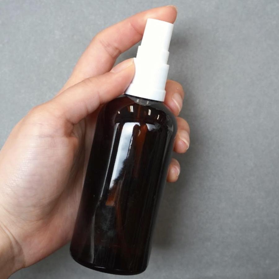 遮光性 ガラス 角丸 スプレー 容器 】 100mL 1本 白ノズル 選べる 3色