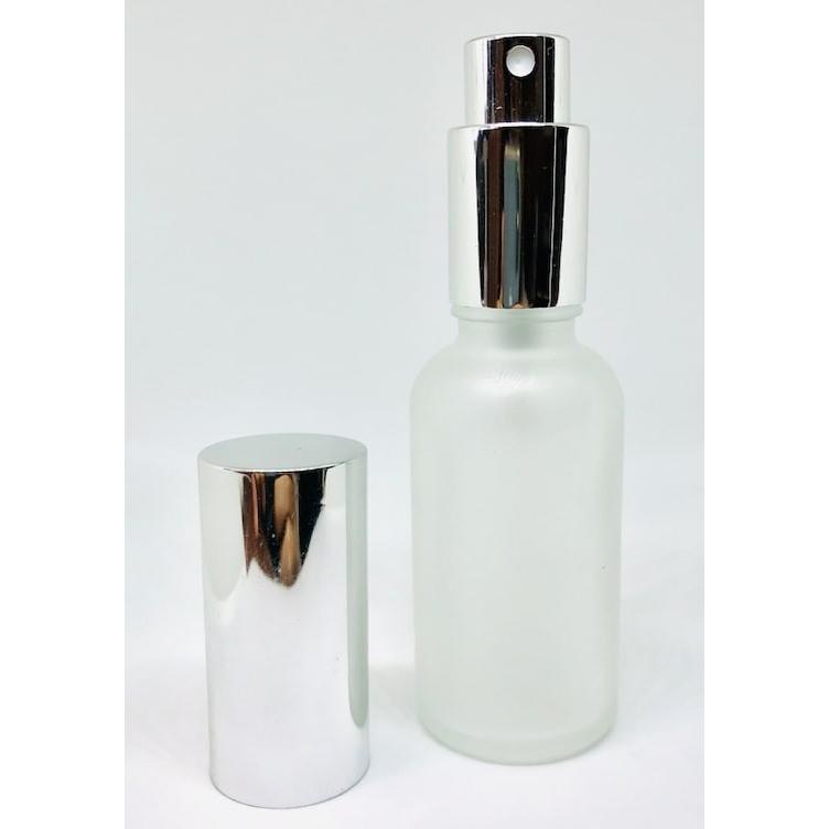 スプレー容器ガラス 30ml フロスト加工 シルバーキャップ 香水 日本最級 買得 遮光瓶 エッセンシャルオイル アロマ 精油 ボトル