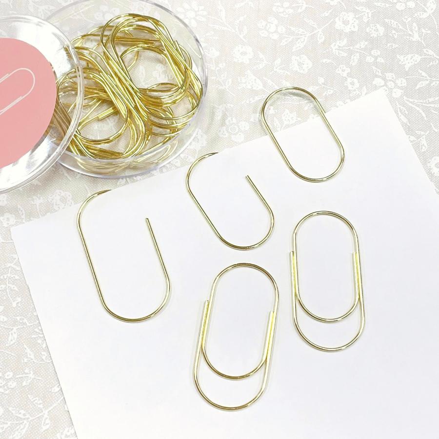 クリップ 49mm × 24mm 】20個入り 大きめサイズ ゴールド 文房具 カラー ゼムクリップ バインダー オフィス ペーパー clipgoldbigレソンシエル ジャポン(レソ