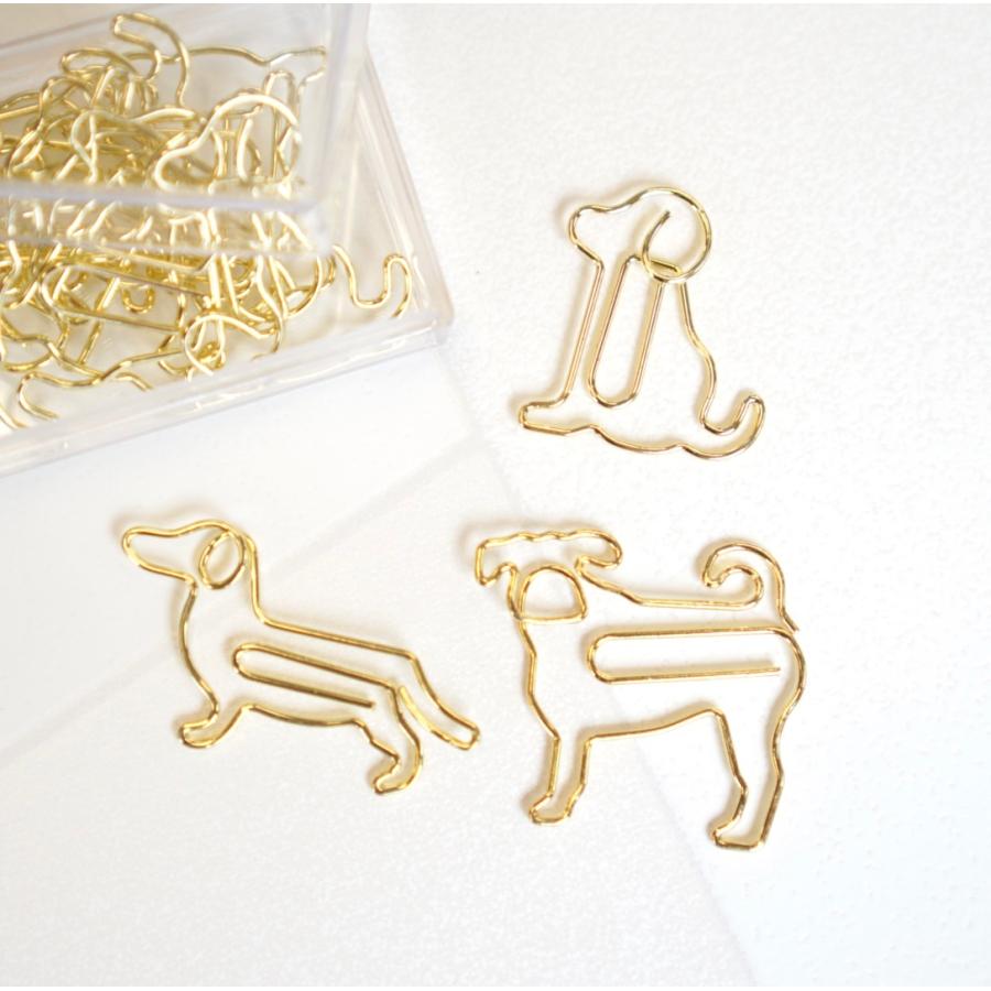 ドッグ ペーパー クリップ】12個 ゴールド 犬 いぬ dog 文房具 文具 