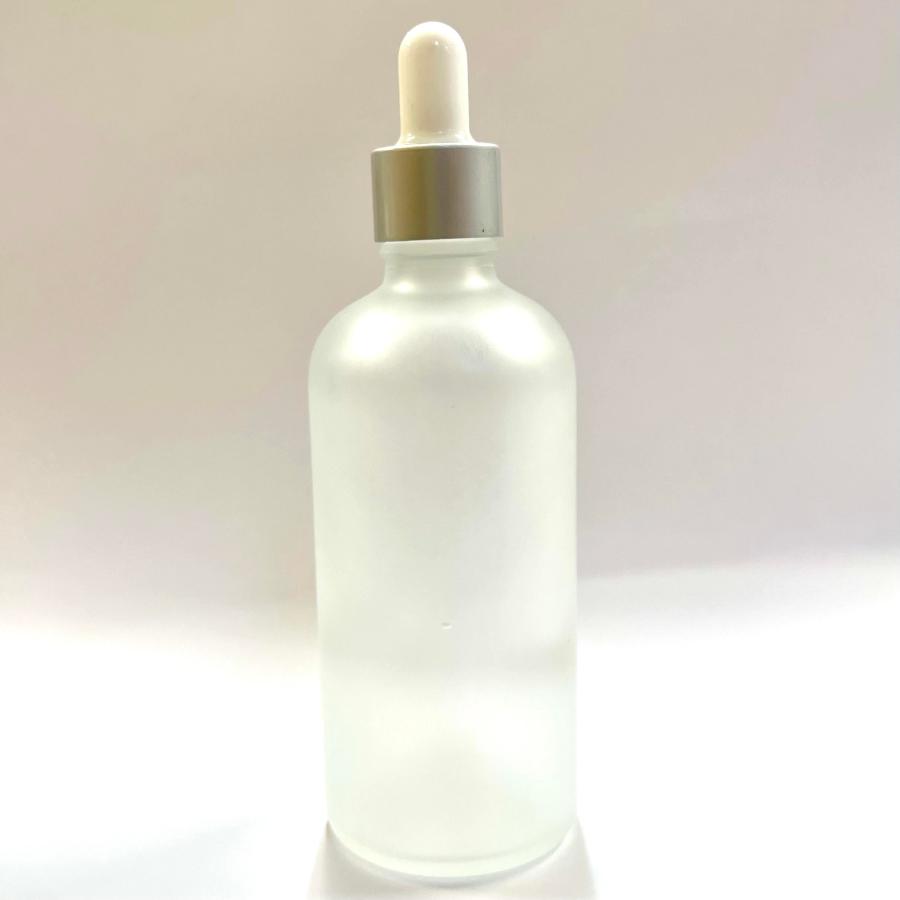 スポイトボトルグラス】100ml 高級 フロスト加工 シルバー 遮光瓶