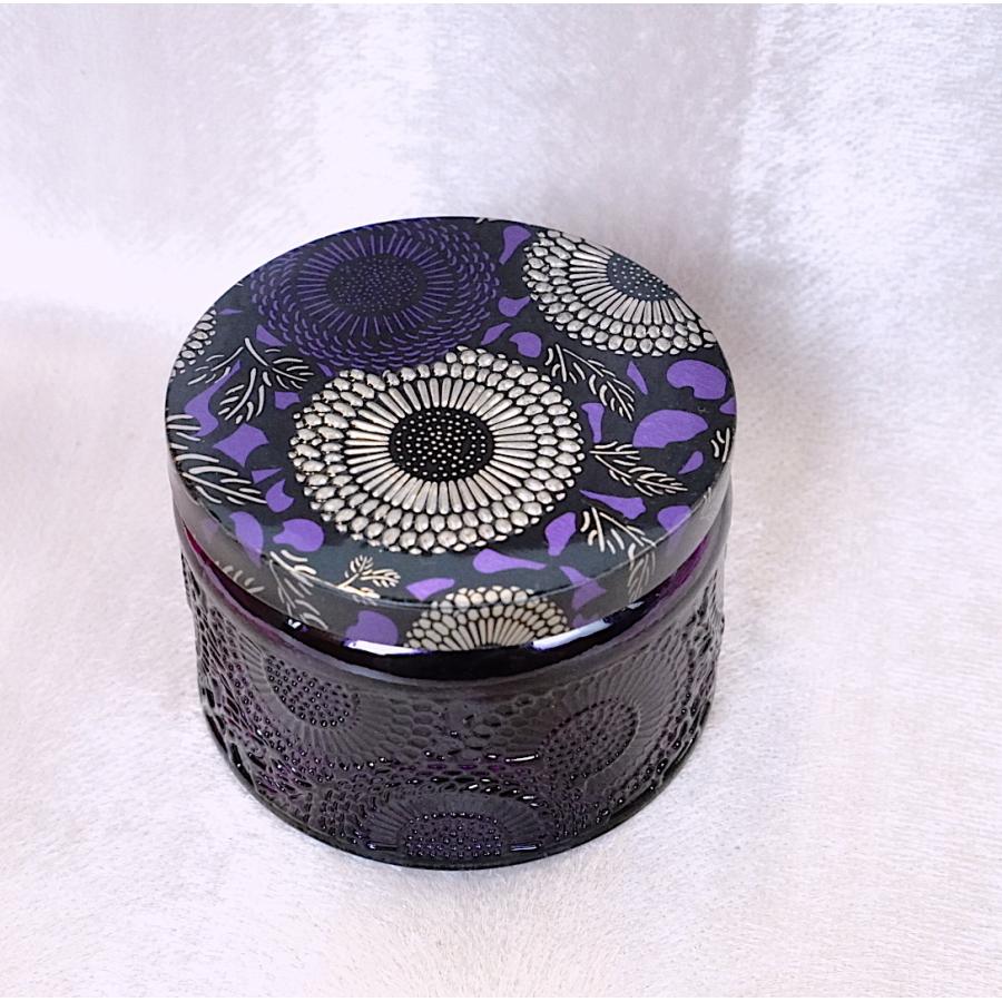 エンボス ガラス キャンドル瓶】パープル 紫 クリア 瓶 小物入れ 収納