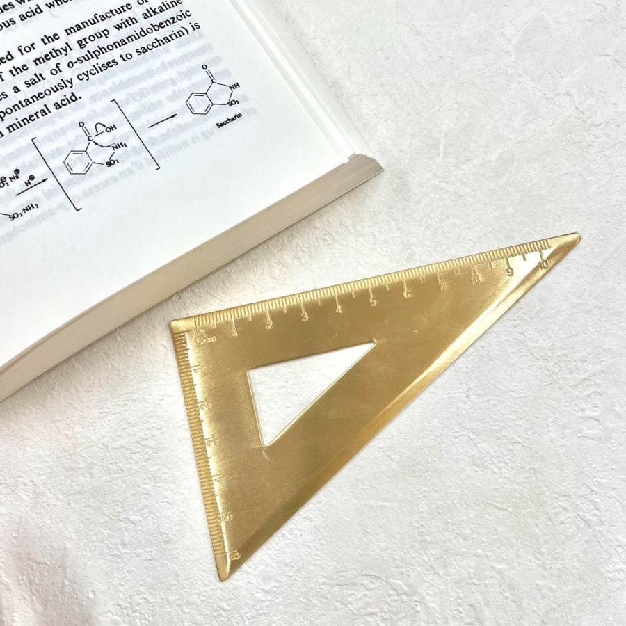 アンティーク ゴールド 三角定規】真鍮 じょうぎ 測定 学校 オフィス