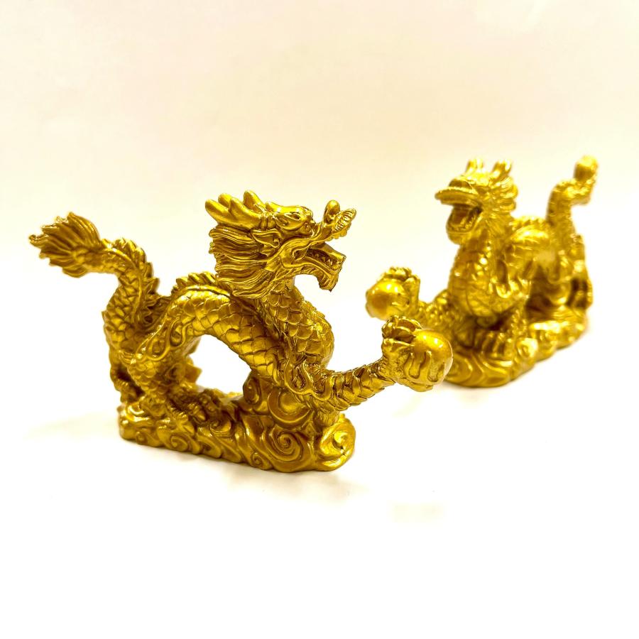 開運 お守り 】黄金 辰年 龍 宝 玉 財 金運 縁起 竜 大吉 硬化樹脂製
