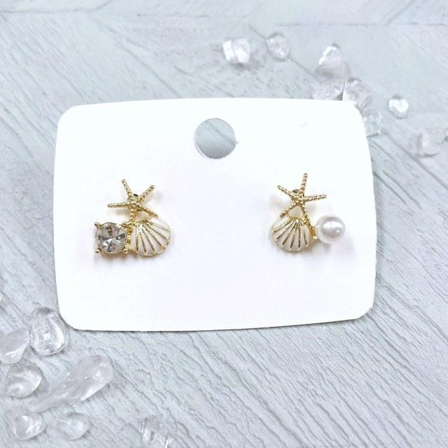 マリン テイスト ピアス 】 海モチーフ 耳 アクセサリー パール ヒトデ
