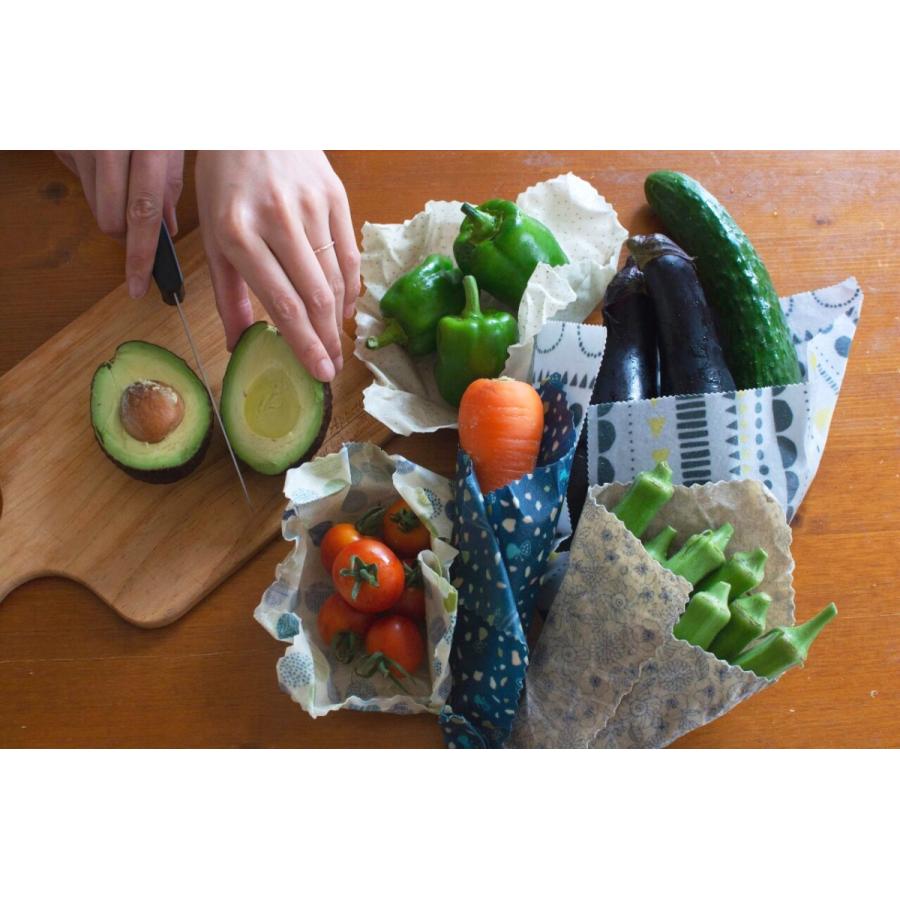 【tsutsumi ミツロウラップ】たんぽぽ柄(一枚入り) Mサイズ 27×27cm 食品用ラップ 食器 アウトドア ハンドメイド エコ みつろう |  | 02