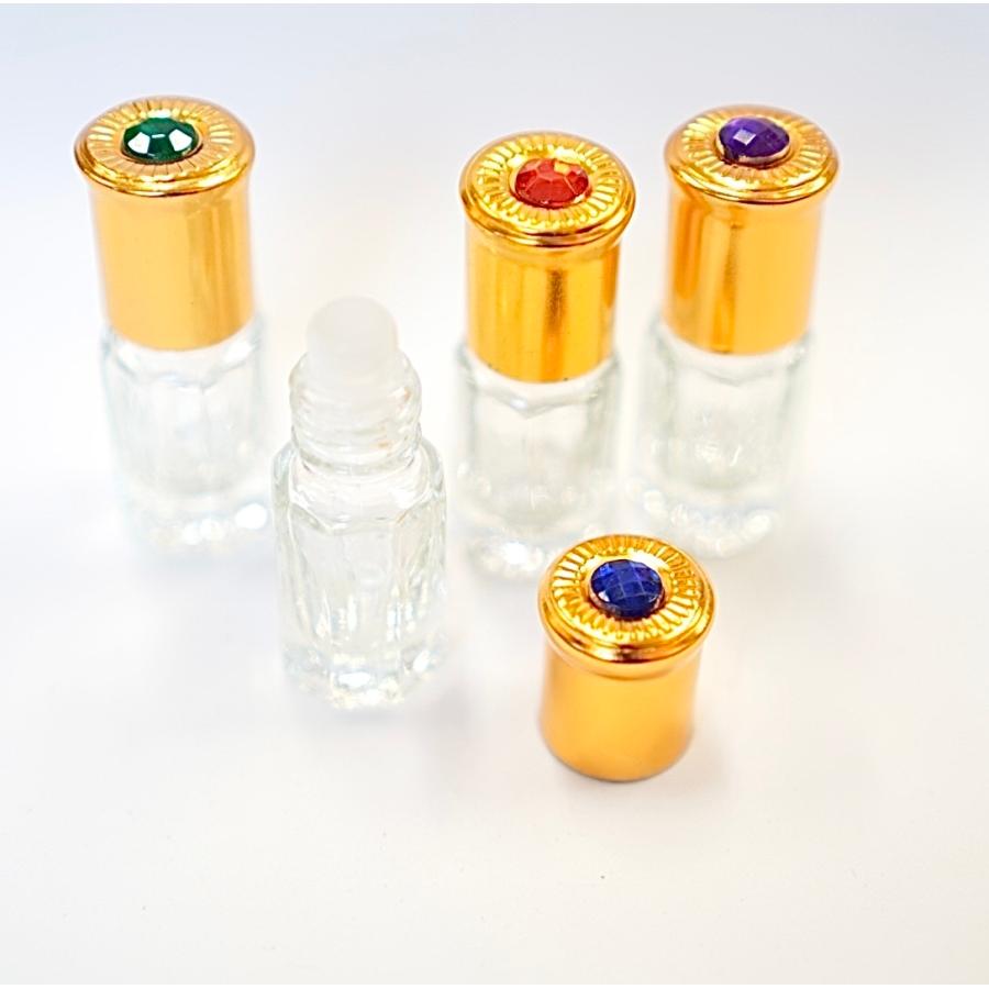 ミニガラスロールオンボトル 3ml グリーン 海外 ゴールドキャップ 詰替 ガラス 携帯 精油 アロマ 保存 器材 香水瓶 瓶 ケース 旅行 容器 アロマボトル ゴージャス