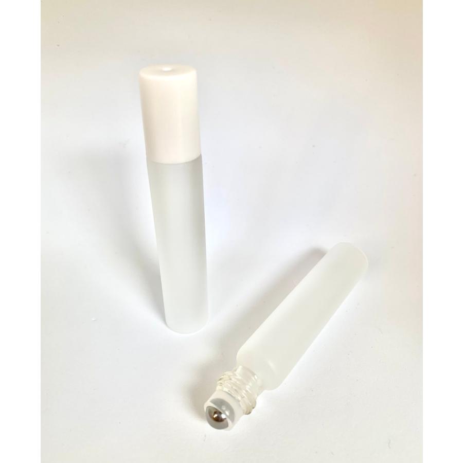 ロールオンボトル】10ml ホワイトキャップ 高級 フロスト加工 乳白色