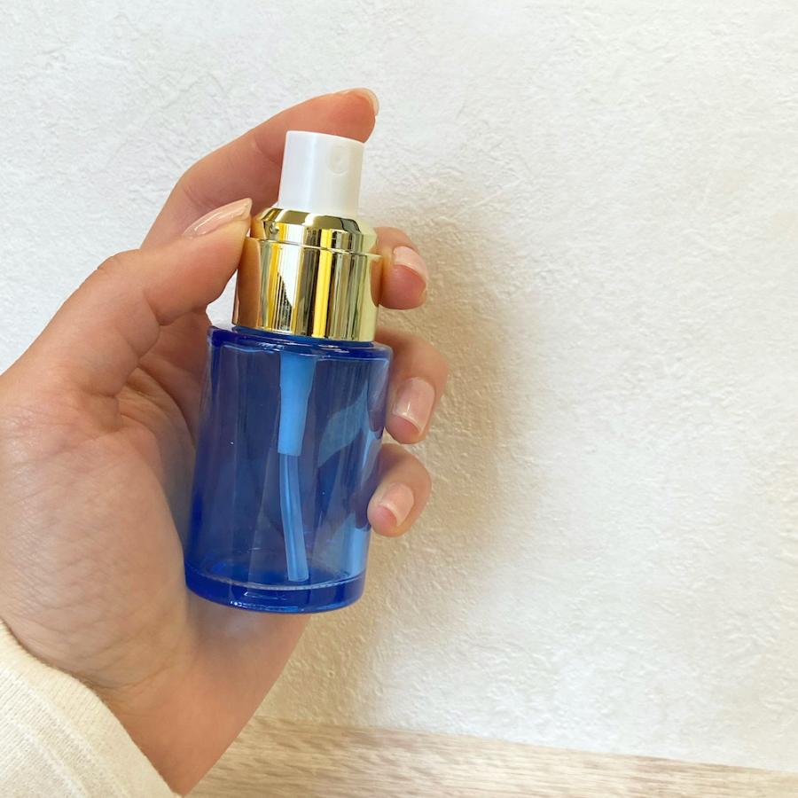 スプレー ガラス容器 30ml 】 クリアブルー ゴールド クリアキャップ