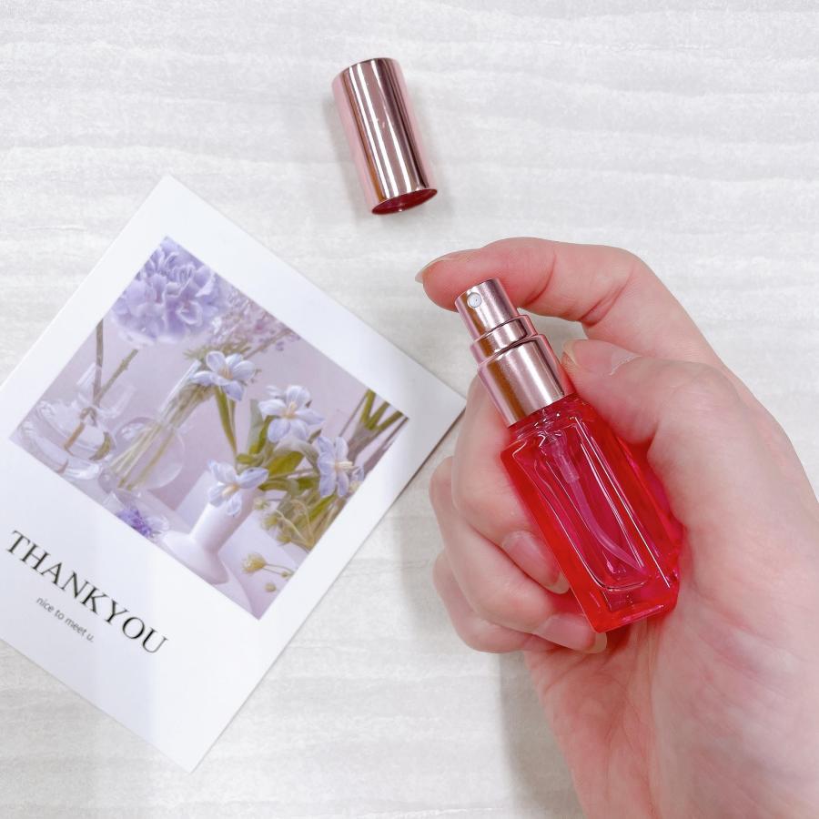 スクエア型 スプレー 容器】4ml クリアピンク メタリック ピンク