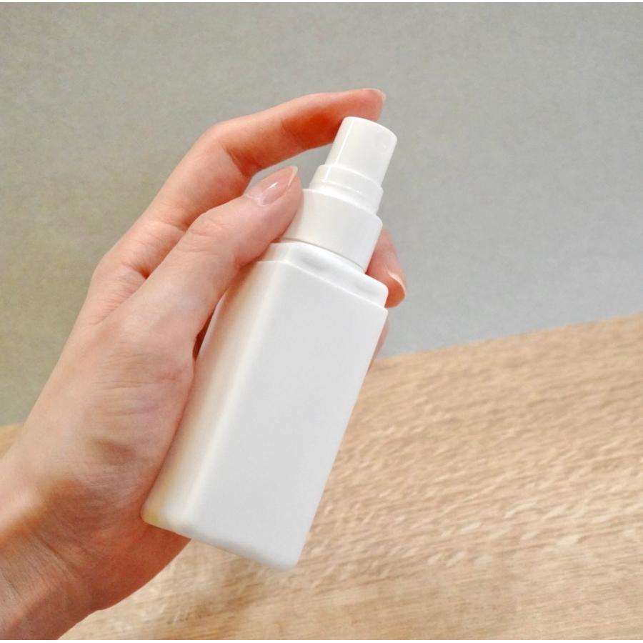 スプレー容器】60ml スクエア ホワイト プラスチック シンプル
