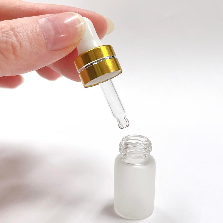 スポイト ミニ ボトル グラス】3ml 高級 フロスト加工 ゴールド ライン