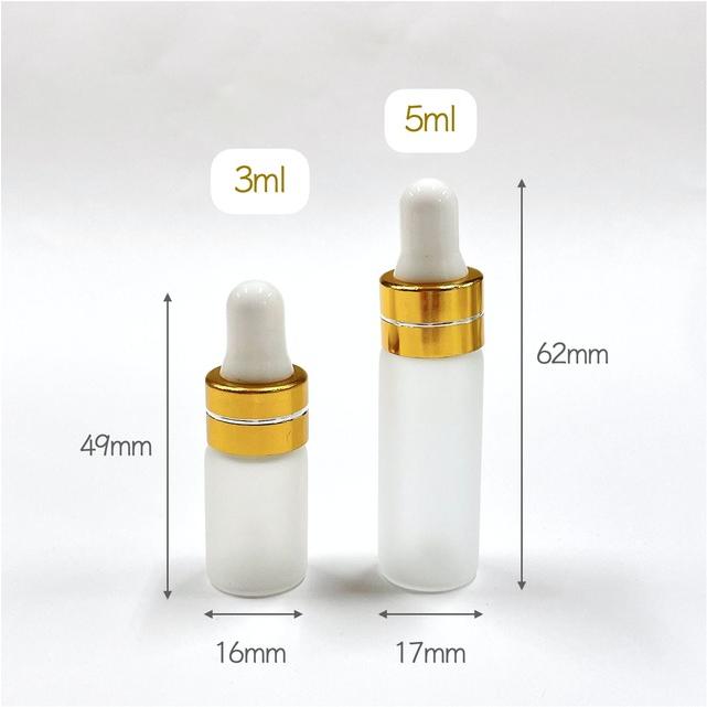 スポイト ミニ ボトル グラス】5ml 高級 フロスト加工 ゴールド ライン