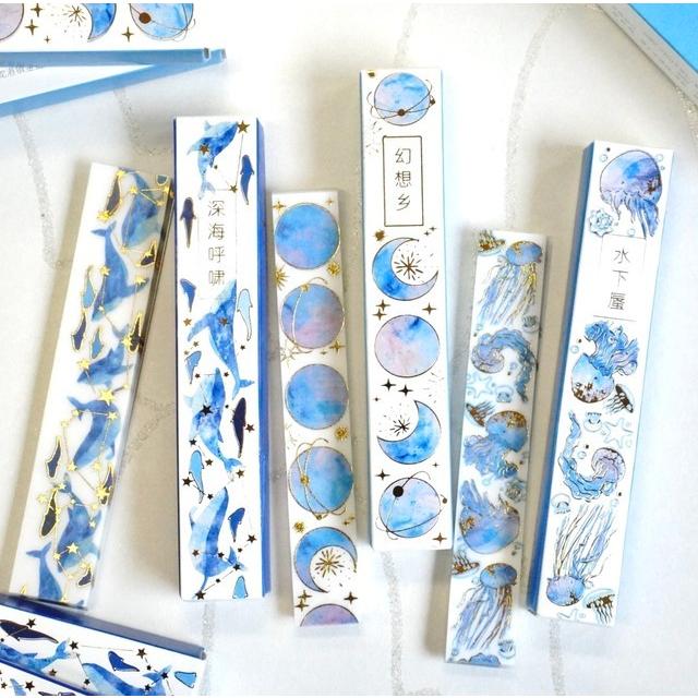 水色 マスキングテープ シール】長さ 10cm 20枚入 ブルー 文具 文房具