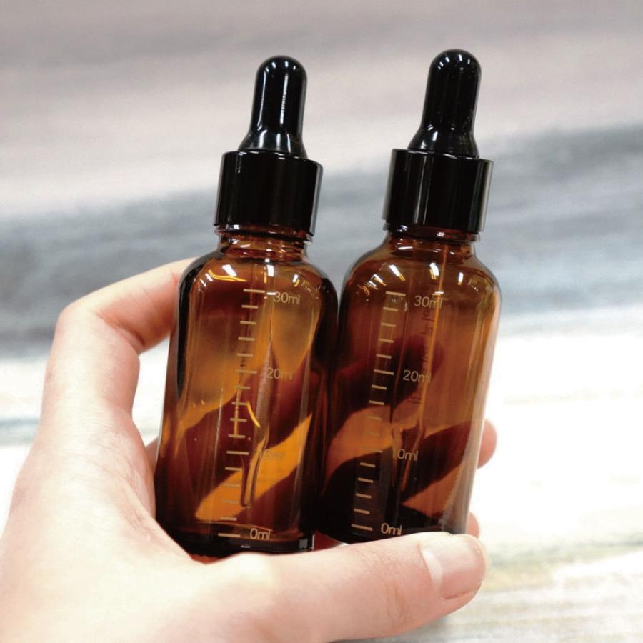 目盛付き スポイト容器】30ml ガラス製 目盛り ブラウン ブラック 遮光