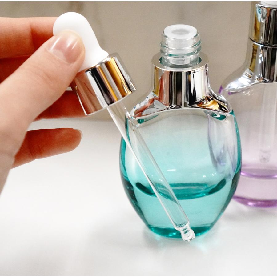 スポイト ボトルグラス】30ml シルバー オーバル 強化ガラス