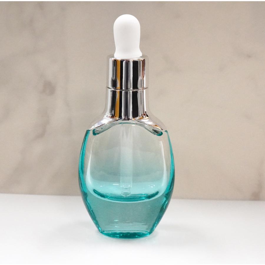 スポイト ボトルグラス】30ml シルバー オーバル 強化ガラス