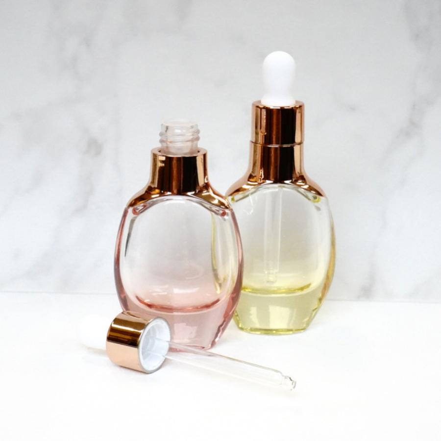 スポイト ボトルグラス】30ml ピンクゴールド オーバル 強化ガラス