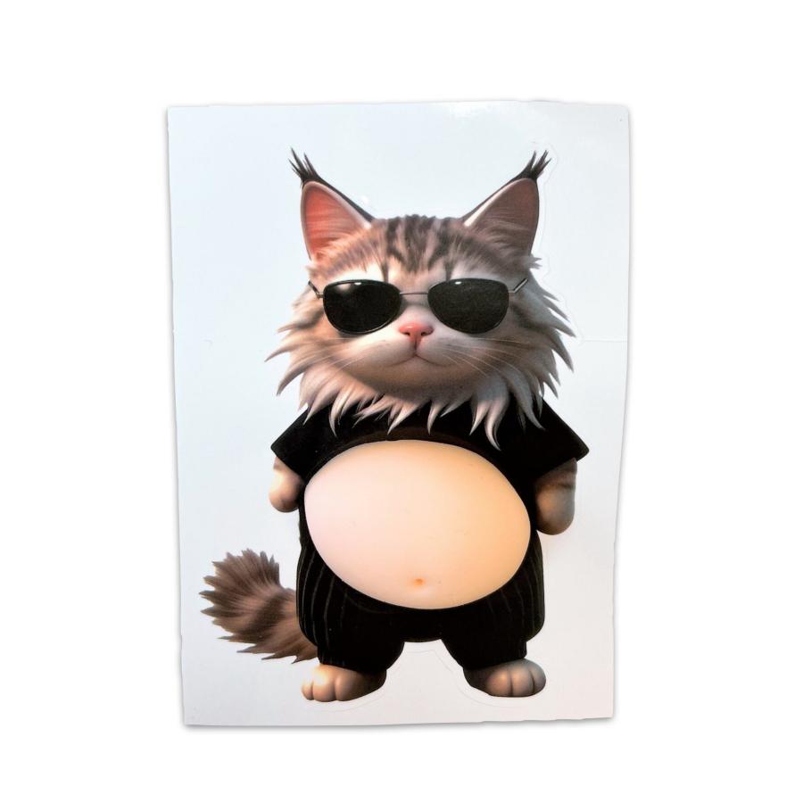 ちょい悪 サングラス 猫 おなか ぷにぷに ステッカー 】 3D シール 