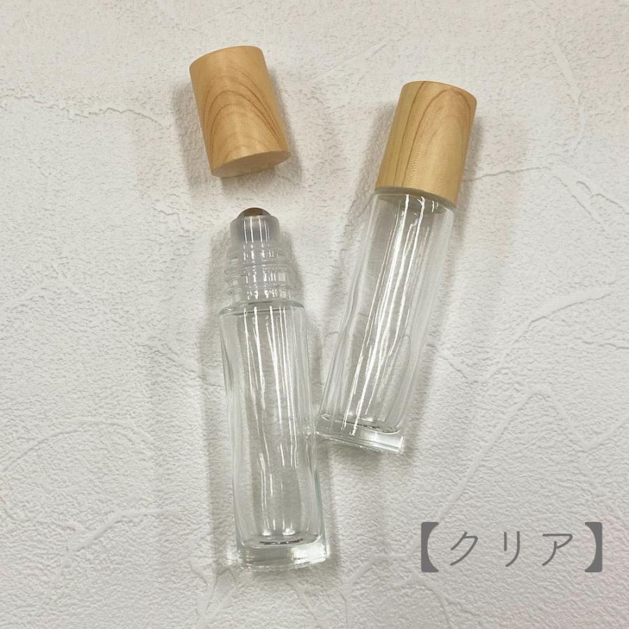 木目キャップ ロールオンボトル 】 ステンレスボール 10ml クリア