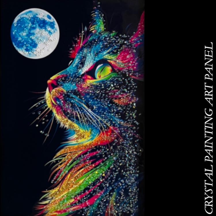 クリスタルアート アートフレーム 水晶絵 猫 キャット ムービング モダンアート おしゃれ 40×60 一部地域除く送料無料 |  | 01